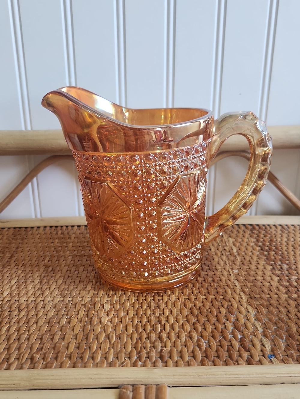 Vintage Marigold Iridescent Carnival Glass Pitcher